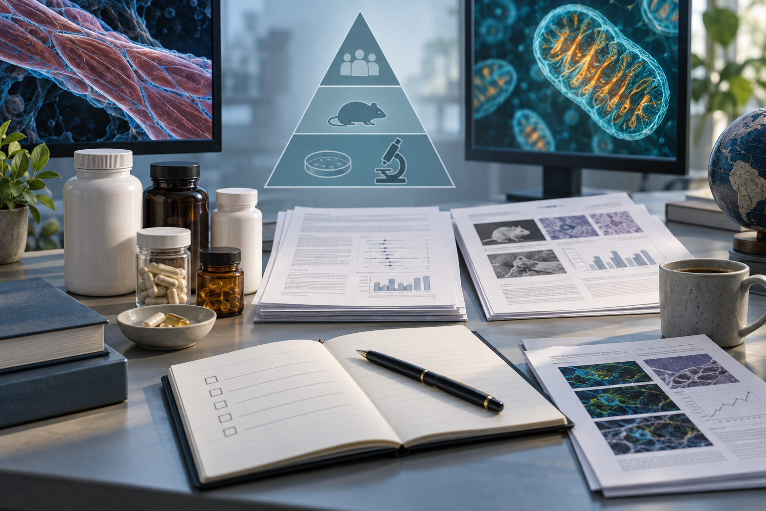 Evidence-first comparison of longevity supplements, human trials, animal studies, and laboratory research