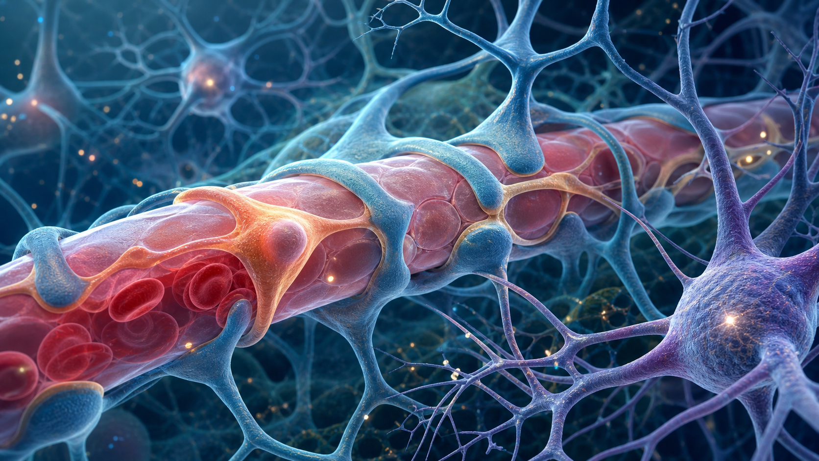 Cerebral capillary wrapped by pericytes within the neurovascular unit