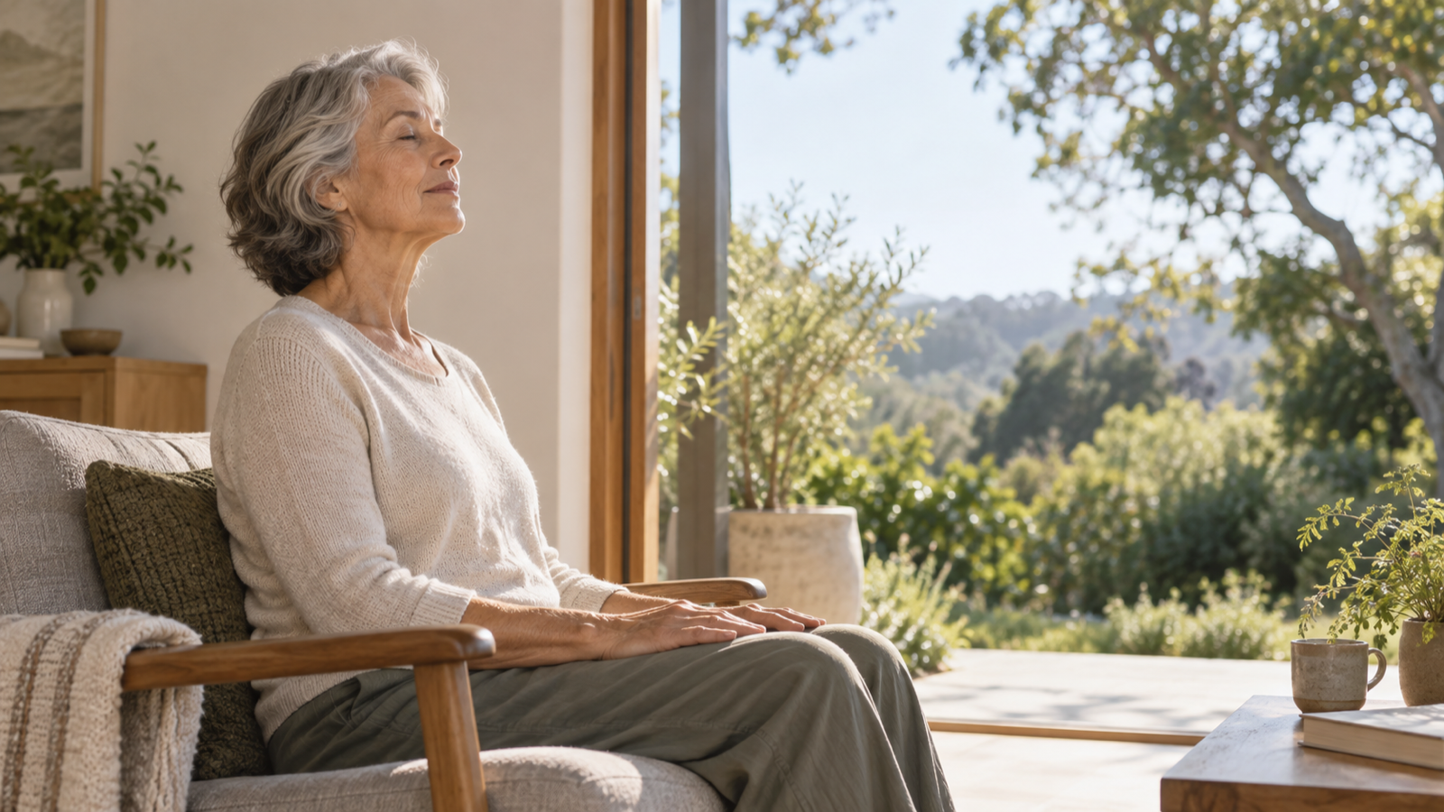 Person practicing breathwork outdoors representing breathing techniques for healthy aging