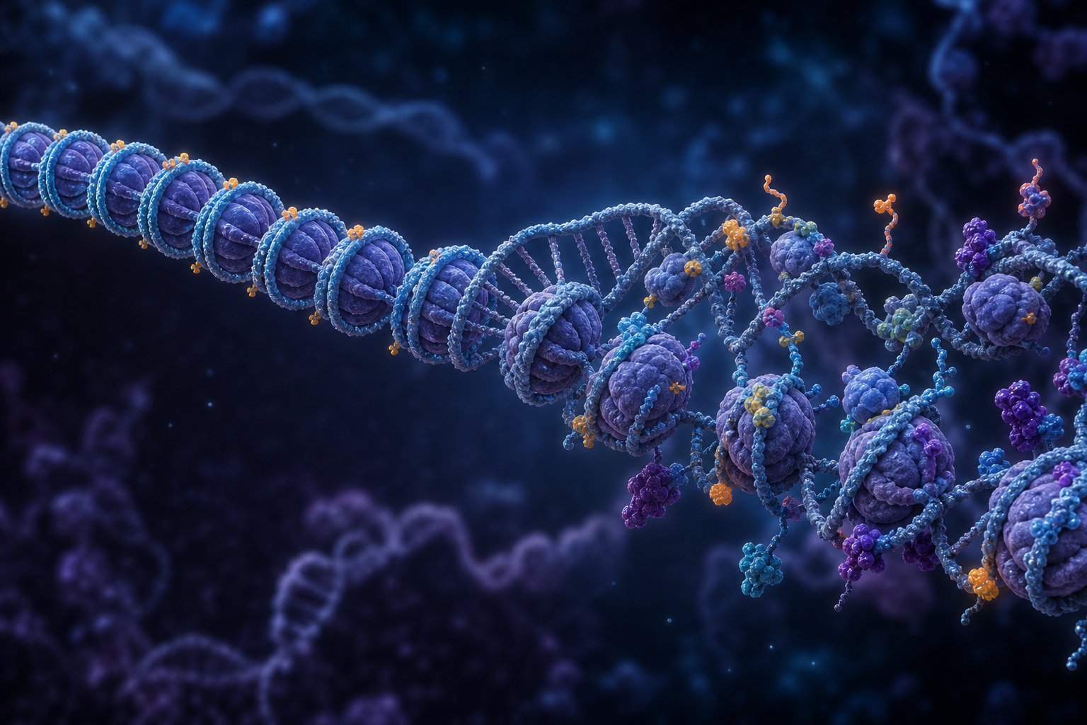 DNA structure representing epigenetic noise and aging research