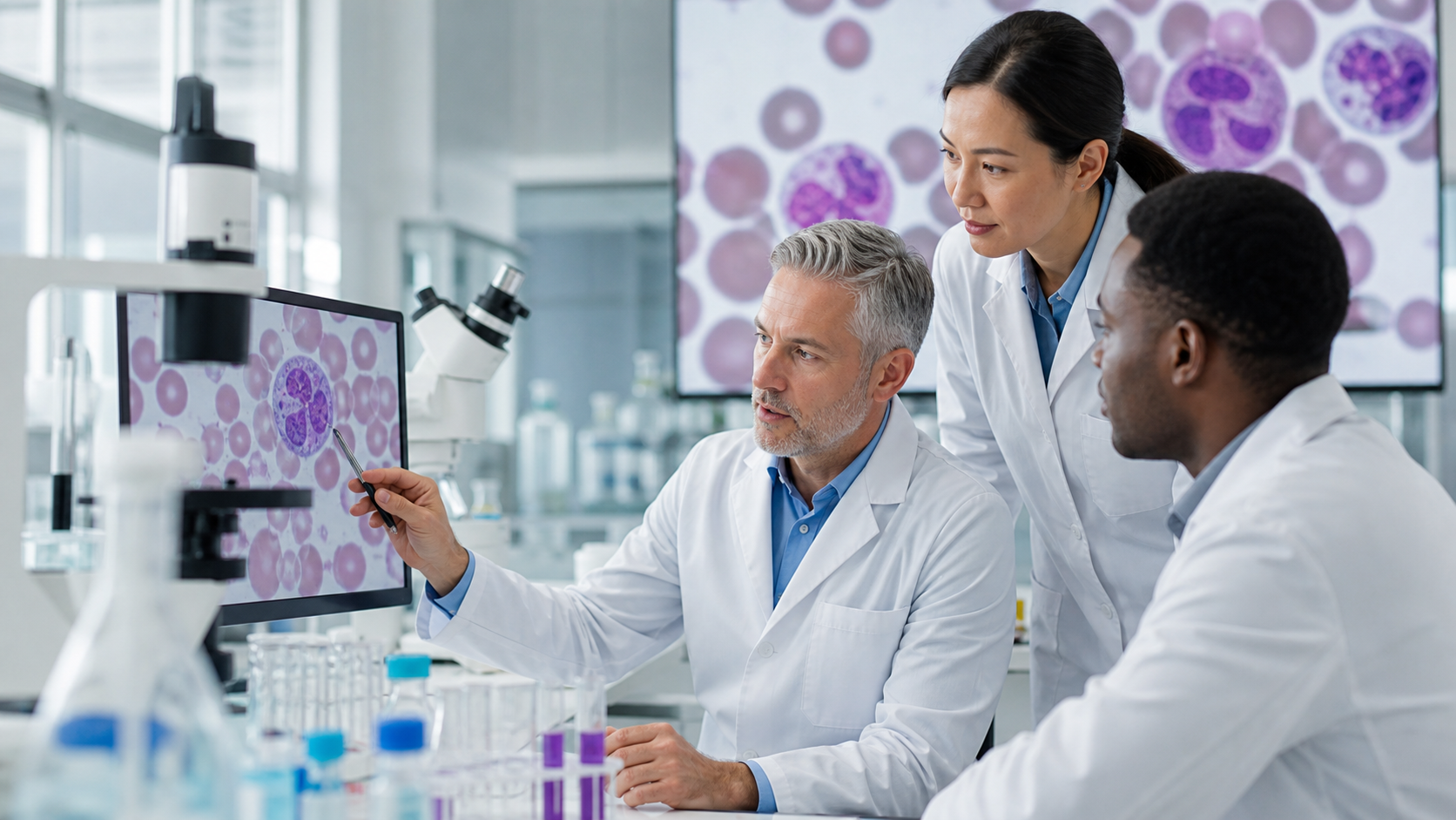 Clinical blood analysis illustrating the balance between neutrophils and lymphocytes