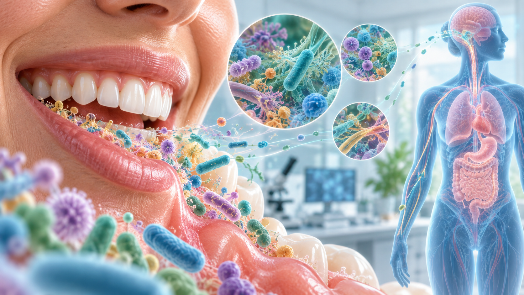 Oral Microbiome and Longevity: How Mouth Health May Shape Aging editorial illustration