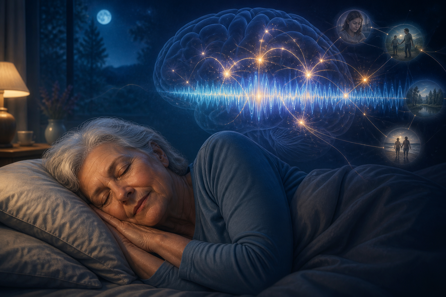 Older adult sleeping as spindle-like brain waves connect memory networks