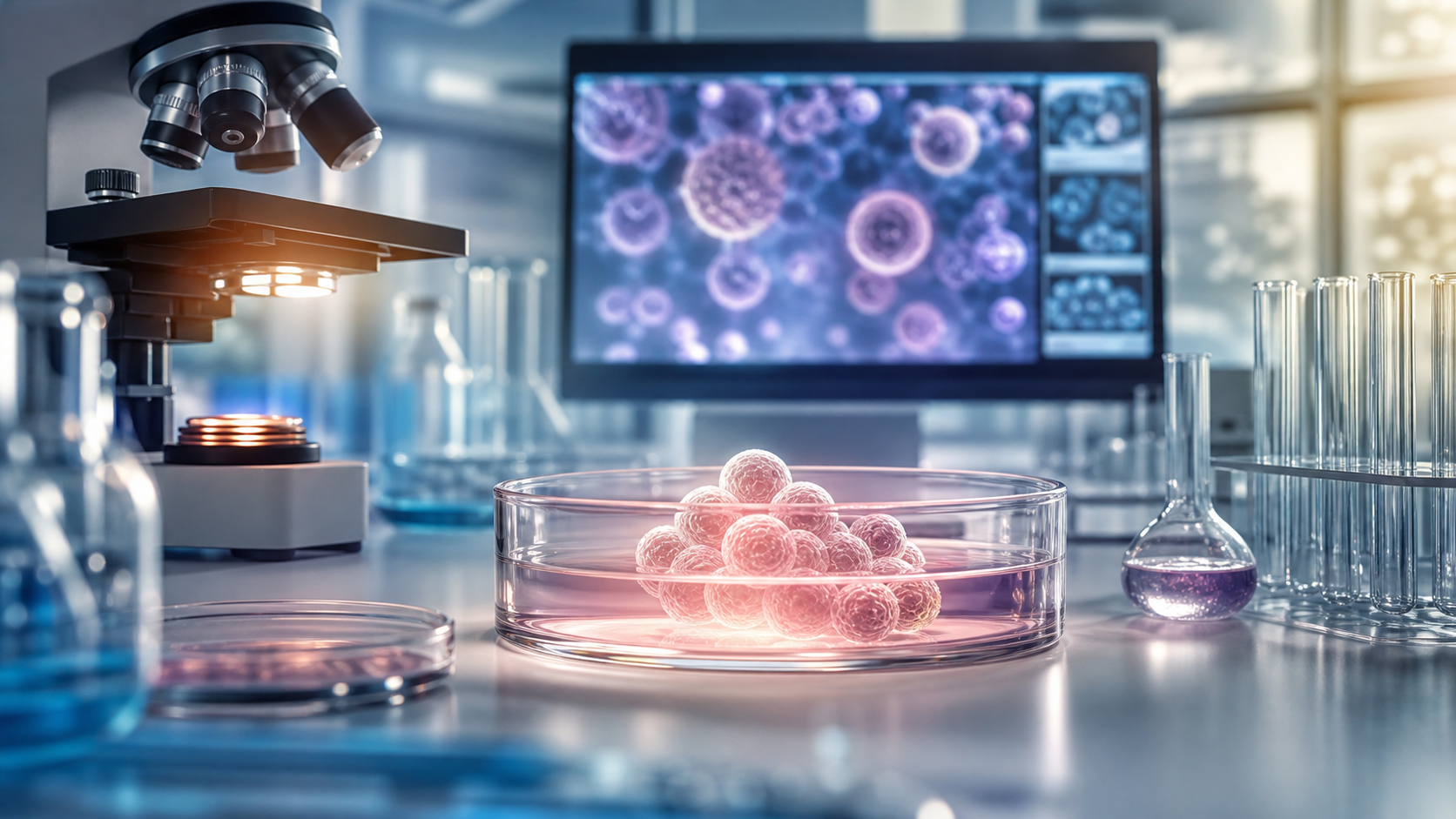 Close-up view of laboratory equipment used in stem cell research, symbolizing regenerative medicine advances.